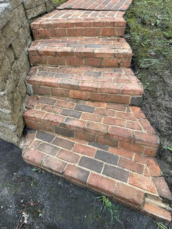 Clean brick steps after pressure washing